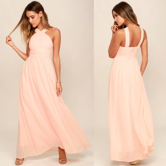Lulus Dresses & Skirts - Lulus Air Of Romance Peach Pink Formal Maxi Dress